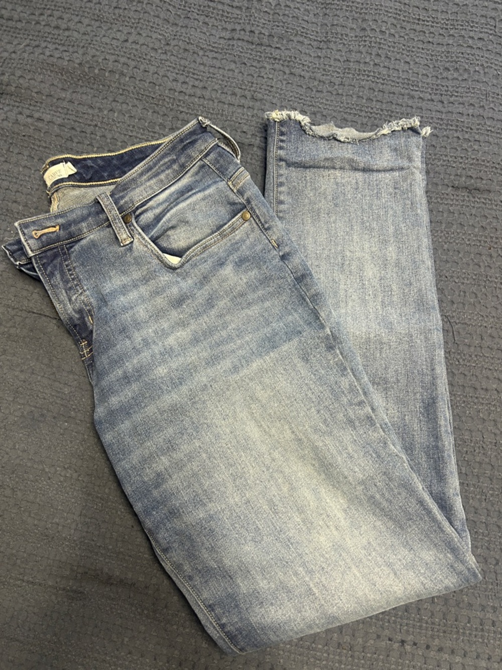 Carve Designs Light Blue Straight-Leg Jeans with Raw Hem